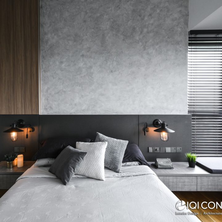 modern industrial condo bedroom design