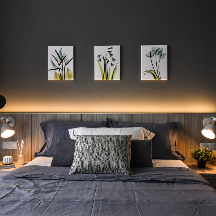 modern dark gray bedroom