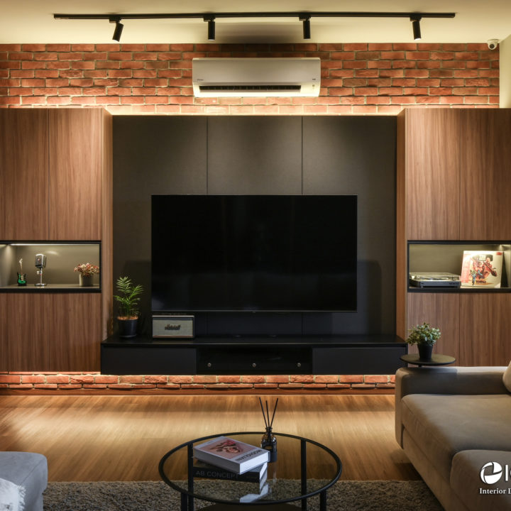 Modern Industrial Living TV Brick Wall