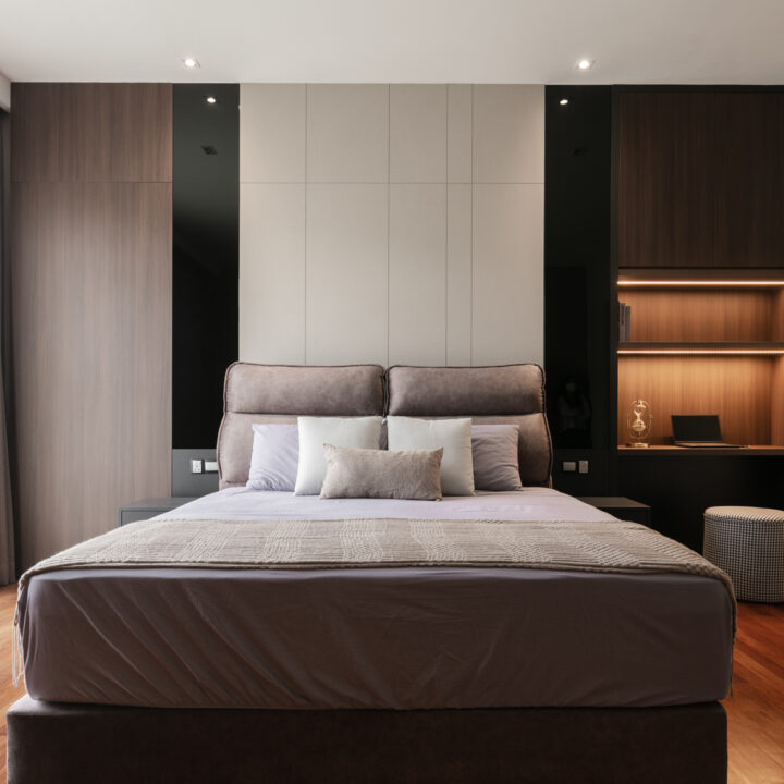 modern contemporary master bedroom bed head