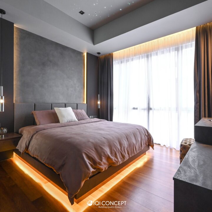 modern light luxury dark bedroom design