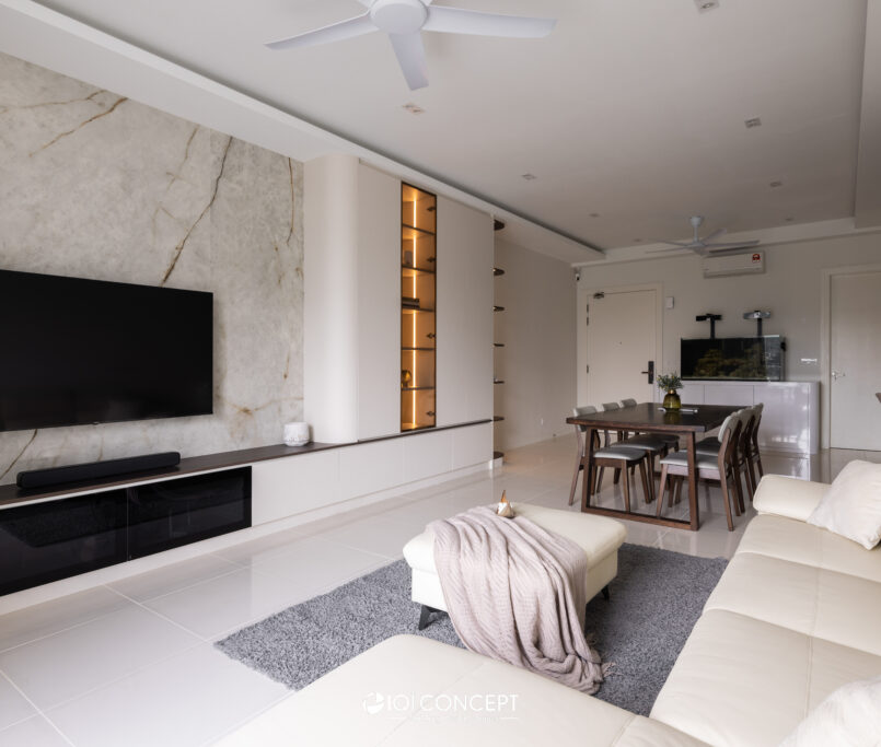bangsar condo living room modern minimal with curve cabinet